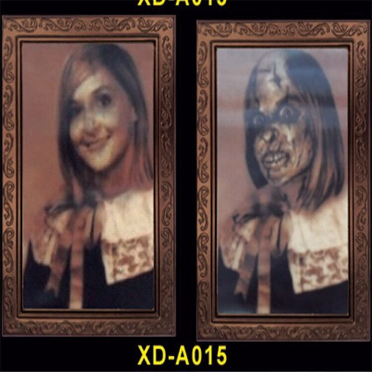 Halloween Haunted Houses Props PVC Spooky Photo Frame 3D Changing Face Moving Picture Frame Horror Decoration For Horror Party