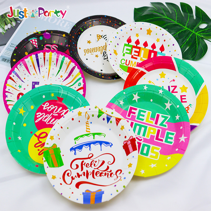 Custom Paper Plates Printed Disposable Birthday Party Paper Sets Dessert Dinner Plates