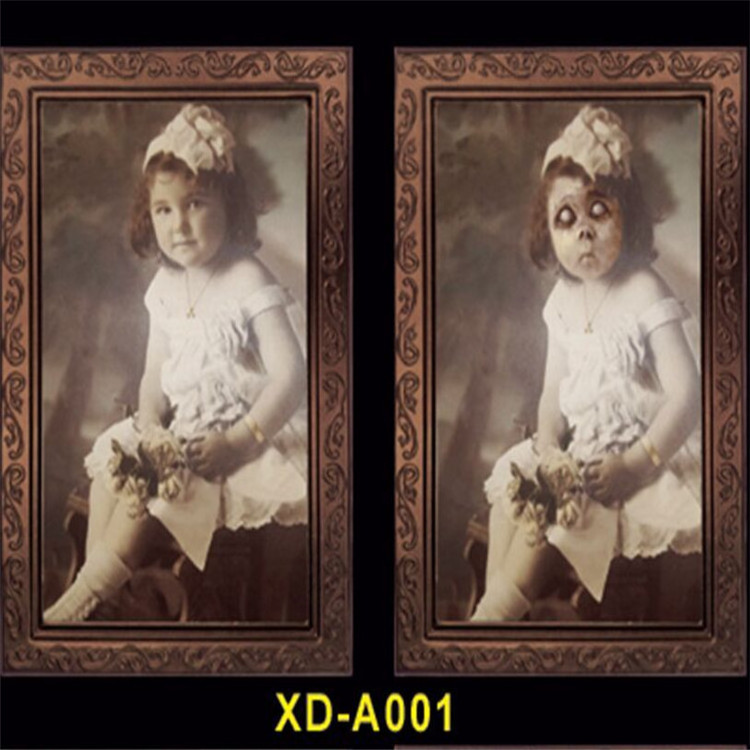 Halloween Haunted Houses Props PVC Spooky Photo Frame 3D Changing Face Moving Picture Frame Horror Decoration For Horror Party