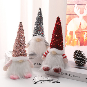 Custom Gnomes Sequins Decorations with LED Light Gnomes Xmas Holiday Winter Party Decor Gift Ornaments Rudolph Faceless Doll