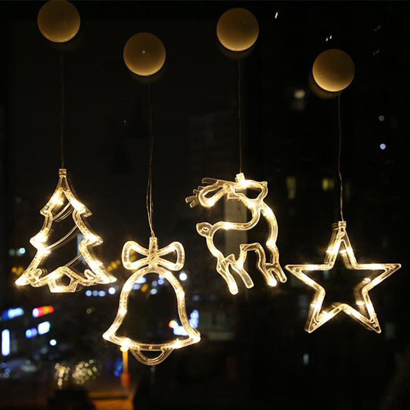 Plastic Luminous Led Christmas Light String Window Suction Cup Chandelier Creative Decoration Light String Scene Layout Lantern