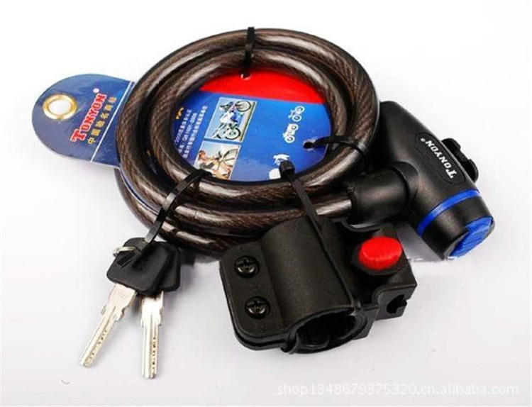 High quality anti-theft steel wirerope bicycle cable lock,bike cable lock with 2 Keys