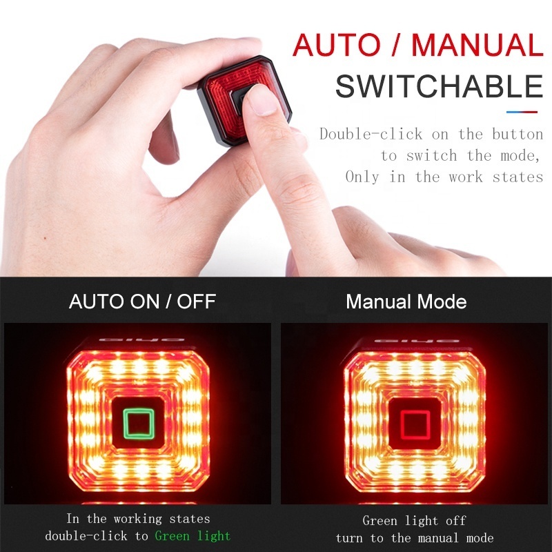 Smart Bicycle Tail Rear Light Auto Start Stop Brake IPX6 Waterproof USB Charge Bike Lamp