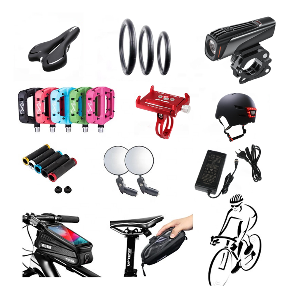 Dropshipping MTB Handlebar Grips Rubber Pedals Light phone holder bike tire air pump bike bell Bicycle Parts Accessories