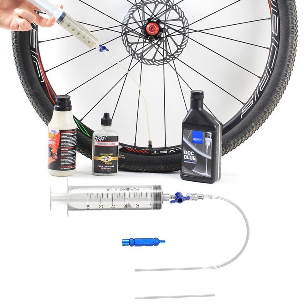 Bicycle Tubeless Tire Liquid Injection Tool 60ml Tire Sealant Syringe With Bike Presta Valve  Hard Tube For Bike Repair Tool