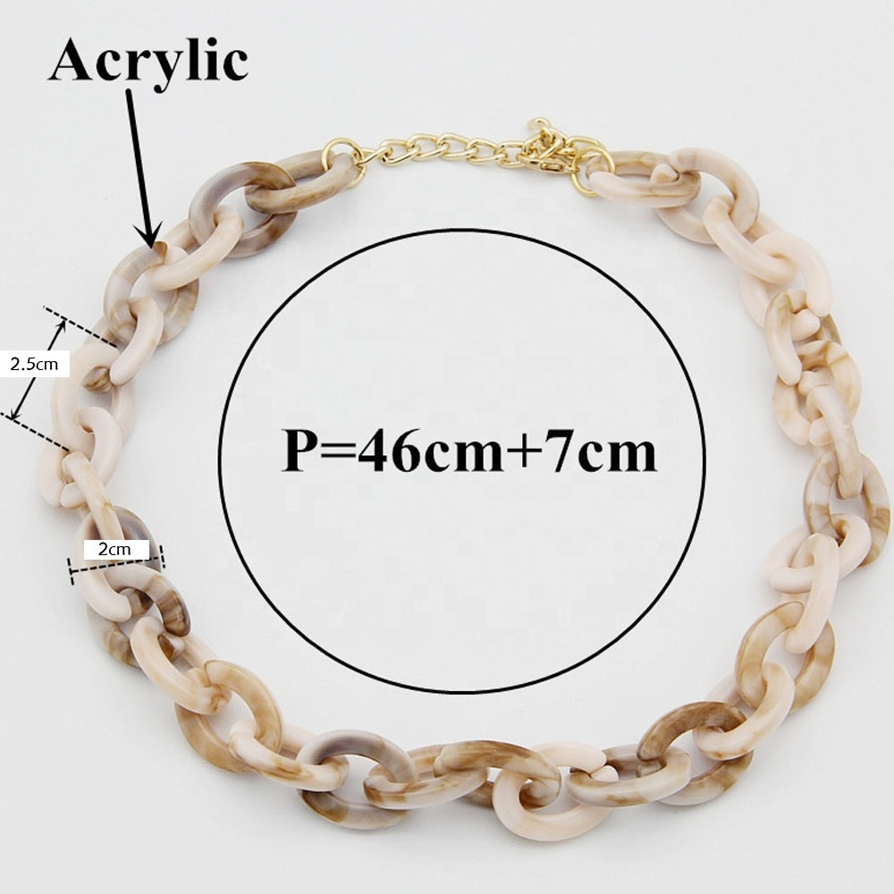 Wholesale Custom Colorful Thick Acrylic Chain Necklace Leopard Acetic Acid Transparent Chain Short Necklace