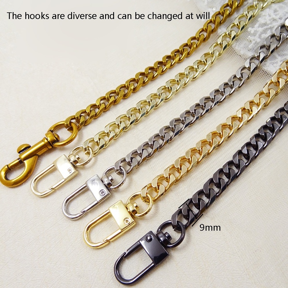 Manufacturer wholesale metal chain thickened twisted chain luggage accessories handbag fittings  9 mm wide 6 surface grinding