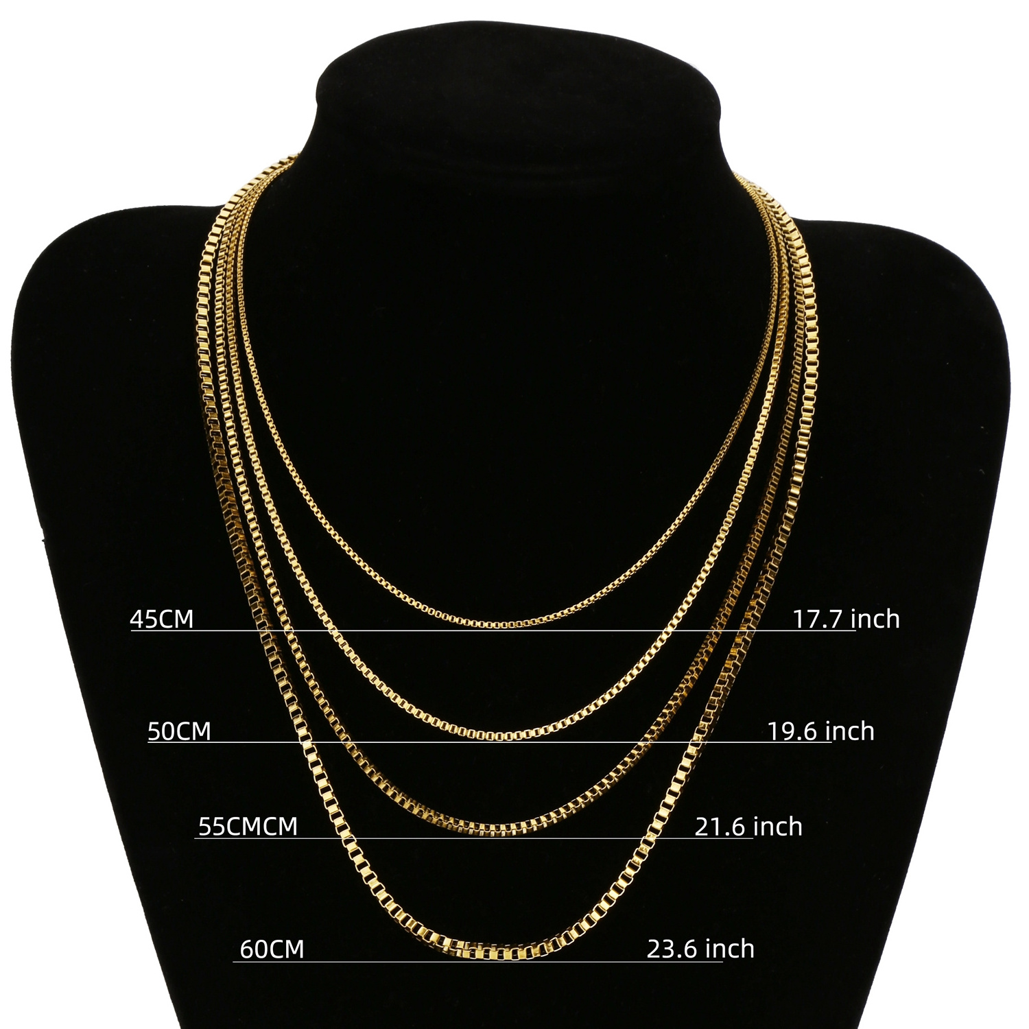 Minimalist Thin Gold Chain 18K Gold Thin Box Chain Necklace Short Small Black Steel Chain Choker Necklaces for Women Men