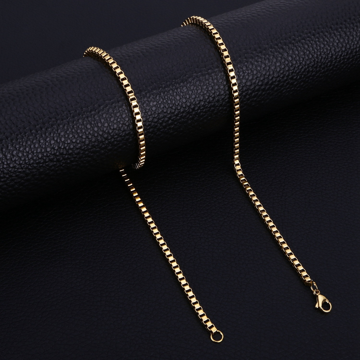 Minimalist Thin Gold Chain 18K Gold Thin Box Chain Necklace Short Small Black Steel Chain Choker Necklaces for Women Men