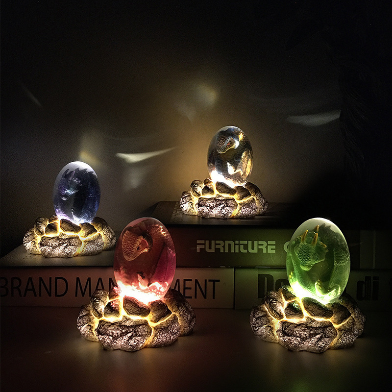 Glowing Lava Dragon in Egg Huaqi GTB01 Transparent Glowing miniature Luminous Dinosaur Egg for game Religious ot Thrones