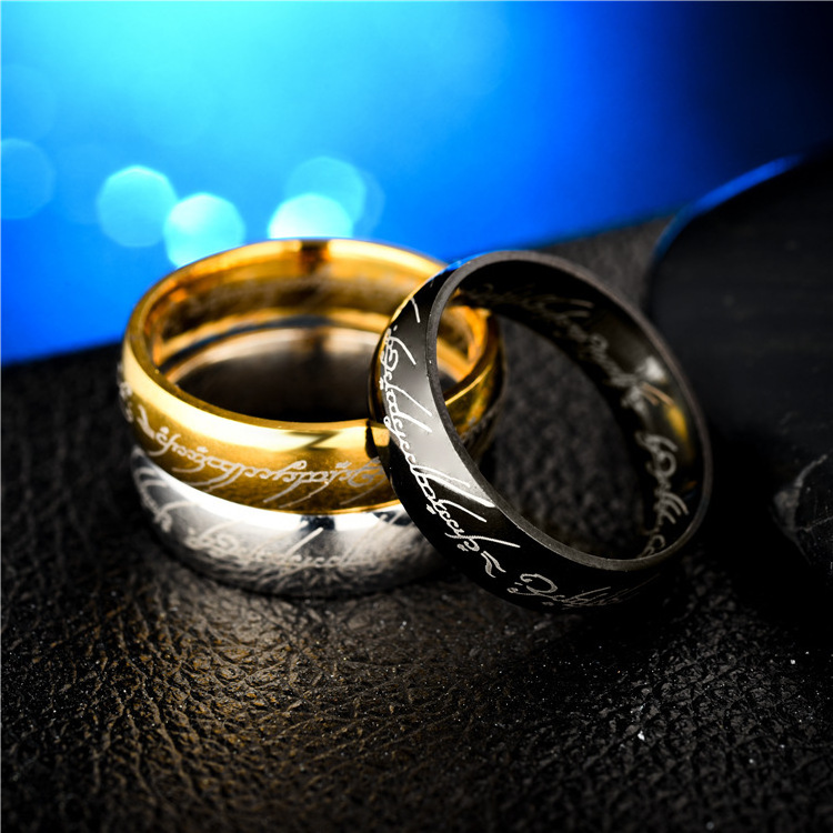 Islamic Scripture Rings Jewelry Huaqi LR01 Lord Couple Ring titanium steel magic ring for Promotional gifts