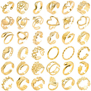 YIWU Factory Gold Adjustable Competitive Price Stainless Steel Rings for Women