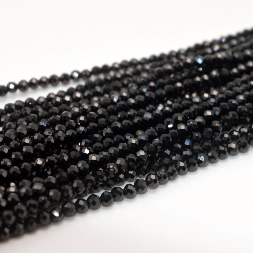 Hot sale black spinel stone 2mm-3mm gemstone beads faceted rondelle micro beads for jewelry making