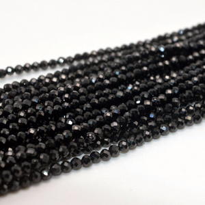 Hot sale black spinel stone 2mm-3mm gemstone beads faceted rondelle micro beads for jewelry making