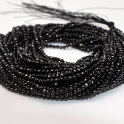 Hot sale black spinel stone 2mm-3mm gemstone beads faceted rondelle micro beads for jewelry making