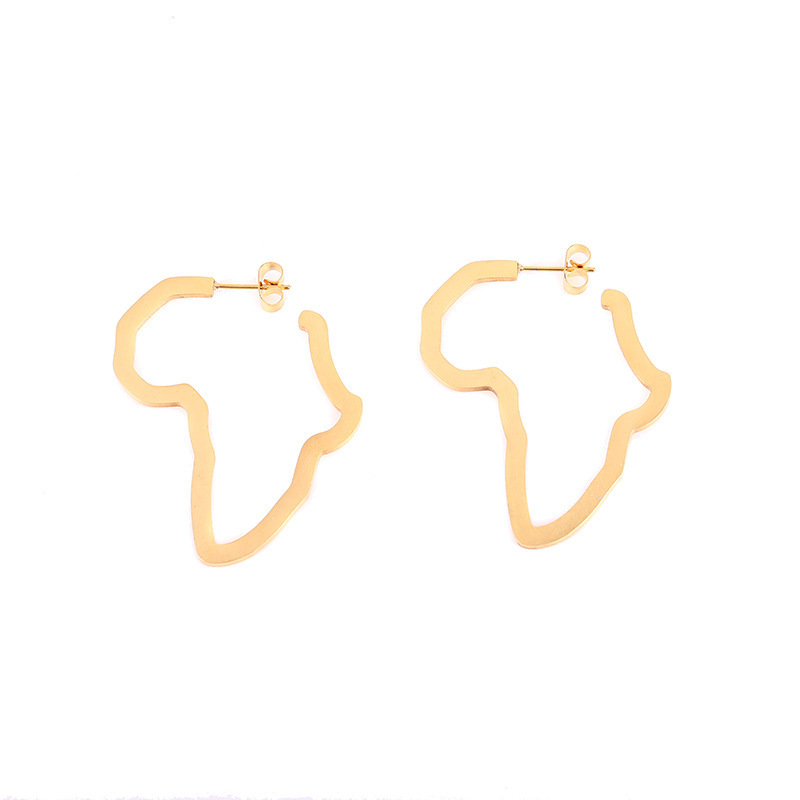 LC007 Trade Assurance 2020 Fashion Jewelry Custom Earrings Stainless steel map earring custom african map earrings hoop