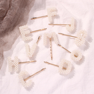 New fashion English alphabet pearl hair accessories simple female hair clip letter hairpin jewelry wholesale