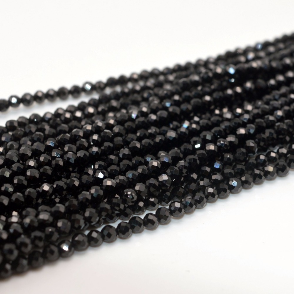 Hot sale black spinel stone 2mm-3mm gemstone beads faceted rondelle micro beads for jewelry making