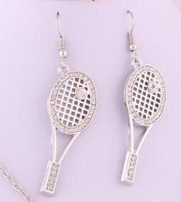 IMG 6446 Yiwu Huilin Jewelry Fashion ball pendant mini tennis racket Jewelry Sets For ladies Necklace Earrings Jewellery Set