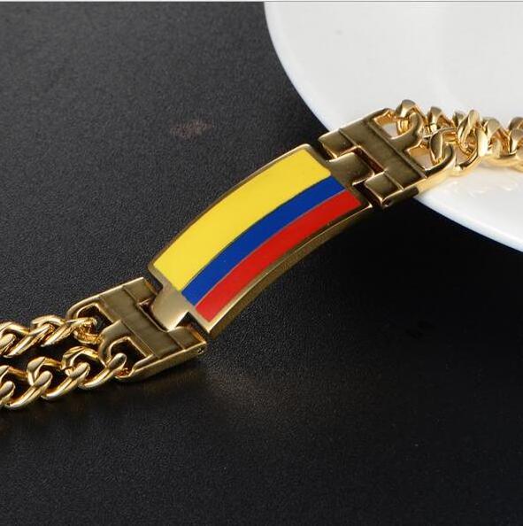 JZY014 Huilin Jewelry Ecuador National Flag 316L Stainless Steel Gold Bracelet Bangle For Women