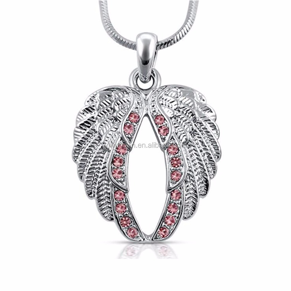 A800057 Huilin Jewelry Lovely Crystal Guardian Angel Wings Wing Necklace Christmas decorations necklace