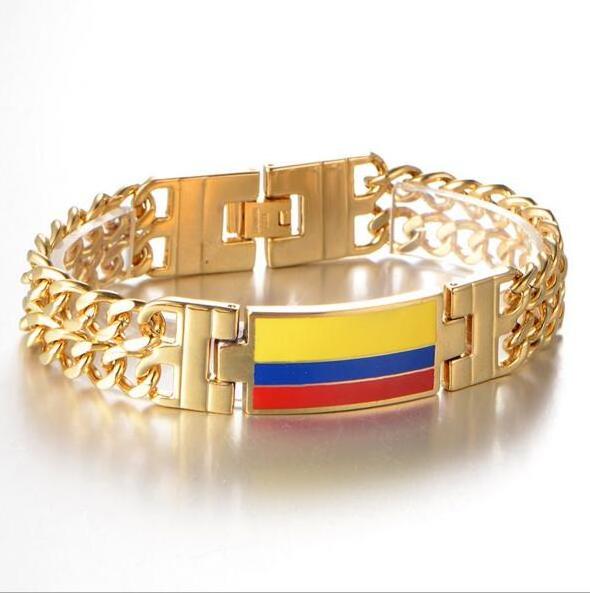 JZY014 Huilin Jewelry Ecuador National Flag 316L Stainless Steel Gold Bracelet Bangle For Women