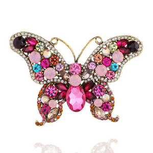 Exquisite Colorful Rhinestone Butterfly Brooch Pins Chic Vintage Cute Animal Women Pin Clothes Accessories