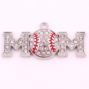 P500258 Yiwu Huilin jewelry Mother's Day Gift Alloy Metal Multicolor Crystal MOM And Baseball Sports Charms Pendant