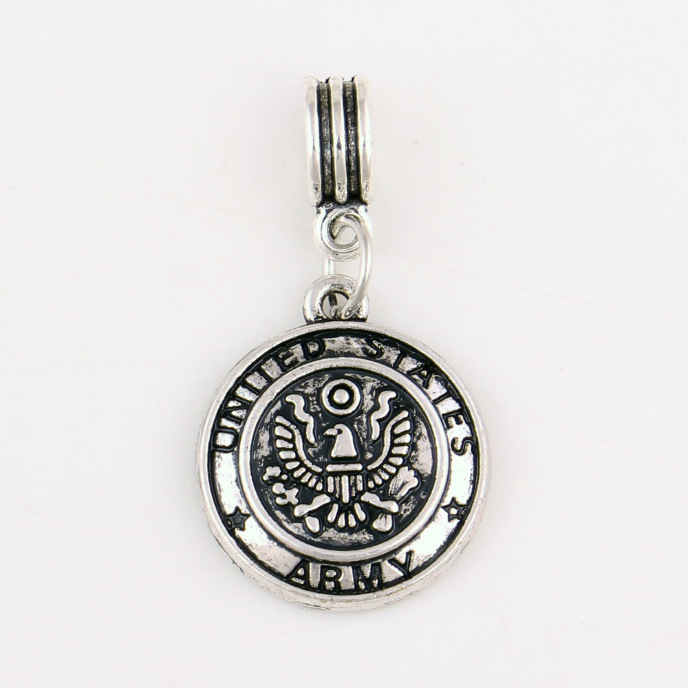 IMG 2438 Yiwu Huilin Jewelry Antique Silver AIR FORCE COAST GUARD ARMY saint christopher protect us Floating Beads fit pendant