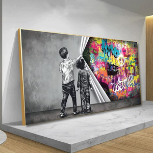 Living Room Decor Cuadros Graffiti Child Colorful Love Hope  Bansky  Picture canvas painting decoration wall art