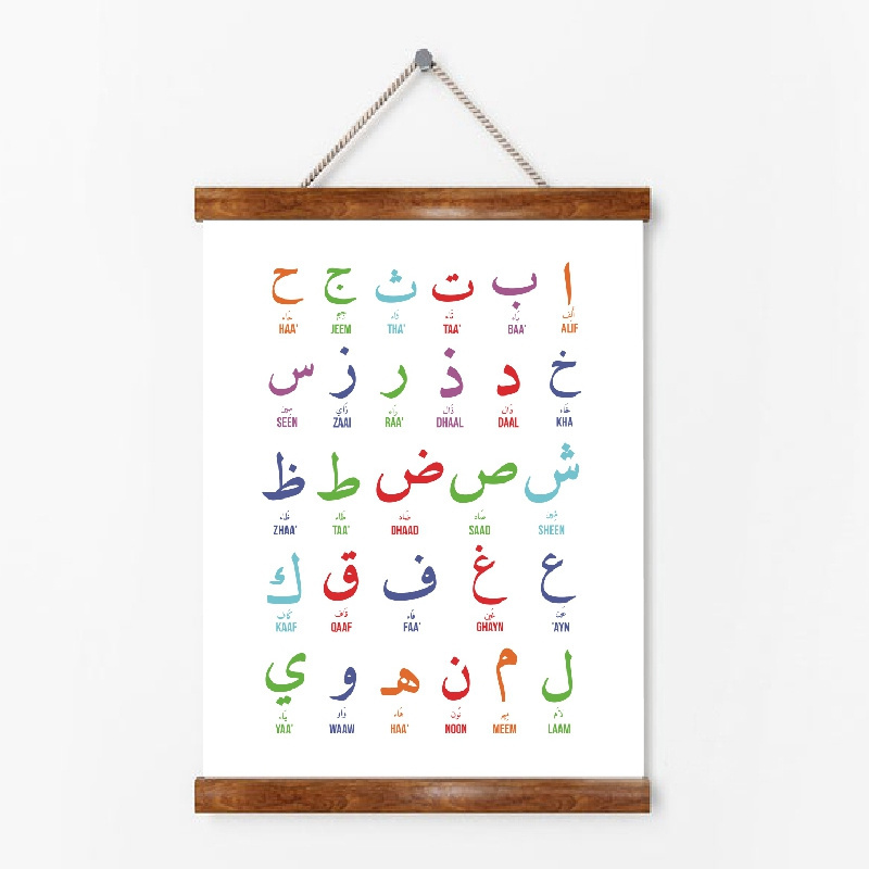 Arabic Canvas Painting Arabic Letters Alphabets Numerals Poster Prints Nursery Kids Room Wall Art Decor islamic ramadan wall art