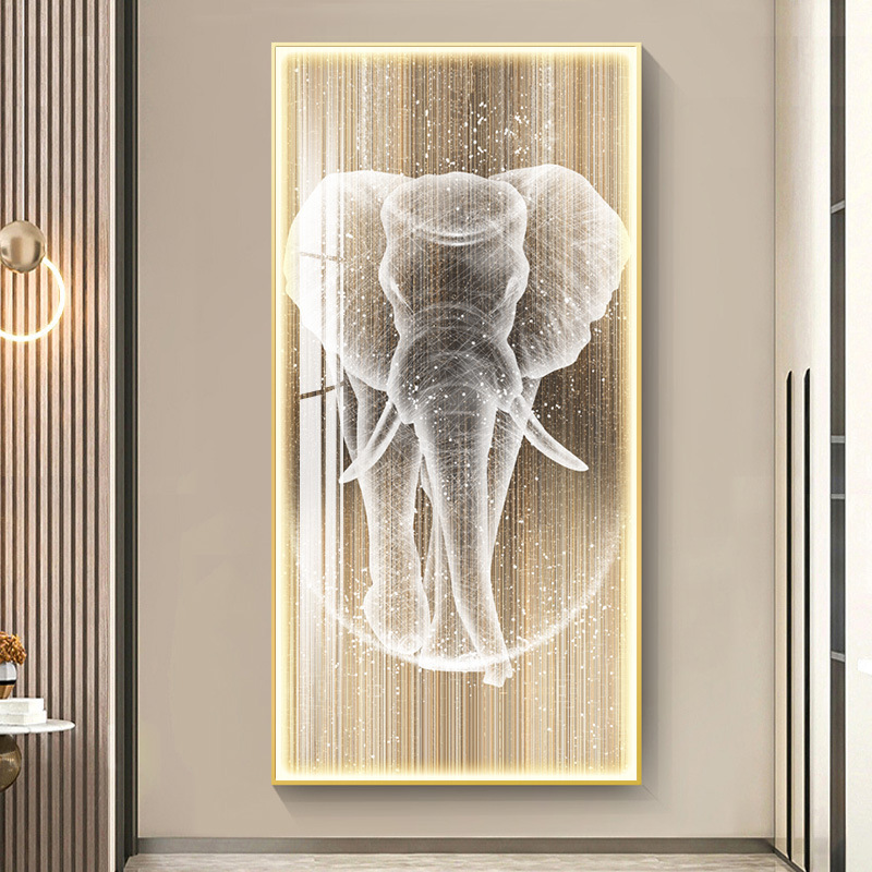 Custom frame home decor HD printed Canvas  LED lights modern luxury crystal porcelain painting wall art