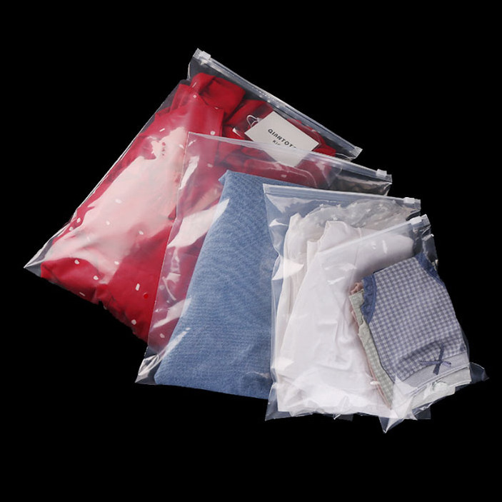 Wholesale Transparent Packing Clothes Plastic Zip Bags Short Sleeve Trousers Pe Zip Bag with Logo