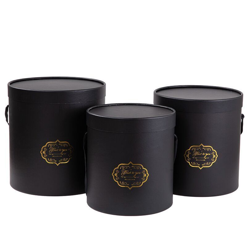 Custom Logo Rose Bouquet Packaging Paper Cylinder Rigid Cardboard Round Tube Gift Cardboard Flower Box With Handle