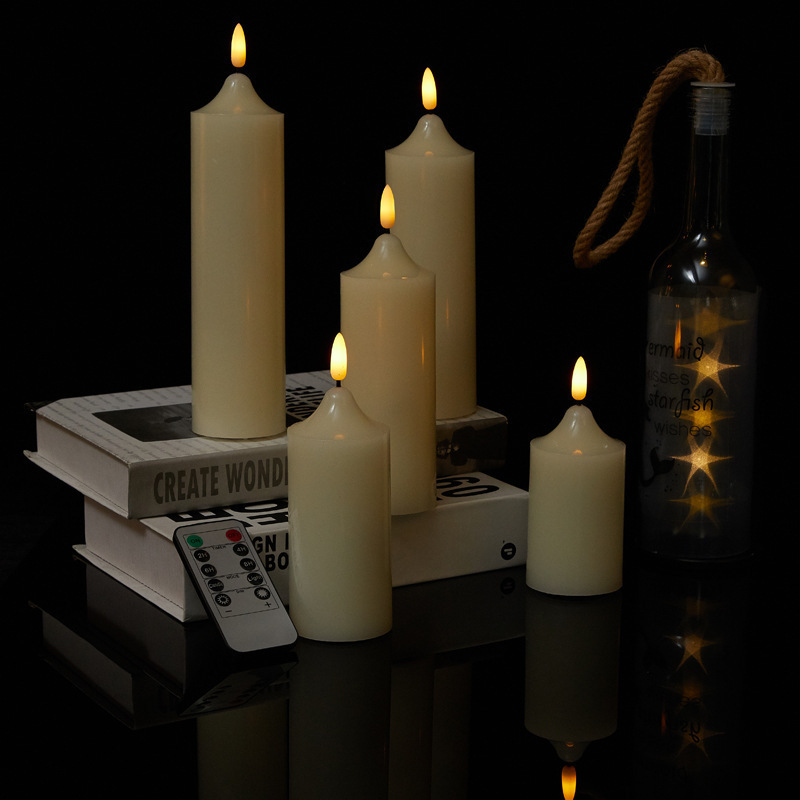 OEM 3D Flameless Candles High Real Wax Battery Pillars Flickering for Home Wedding Party Christmas Decoration LED Candle Light