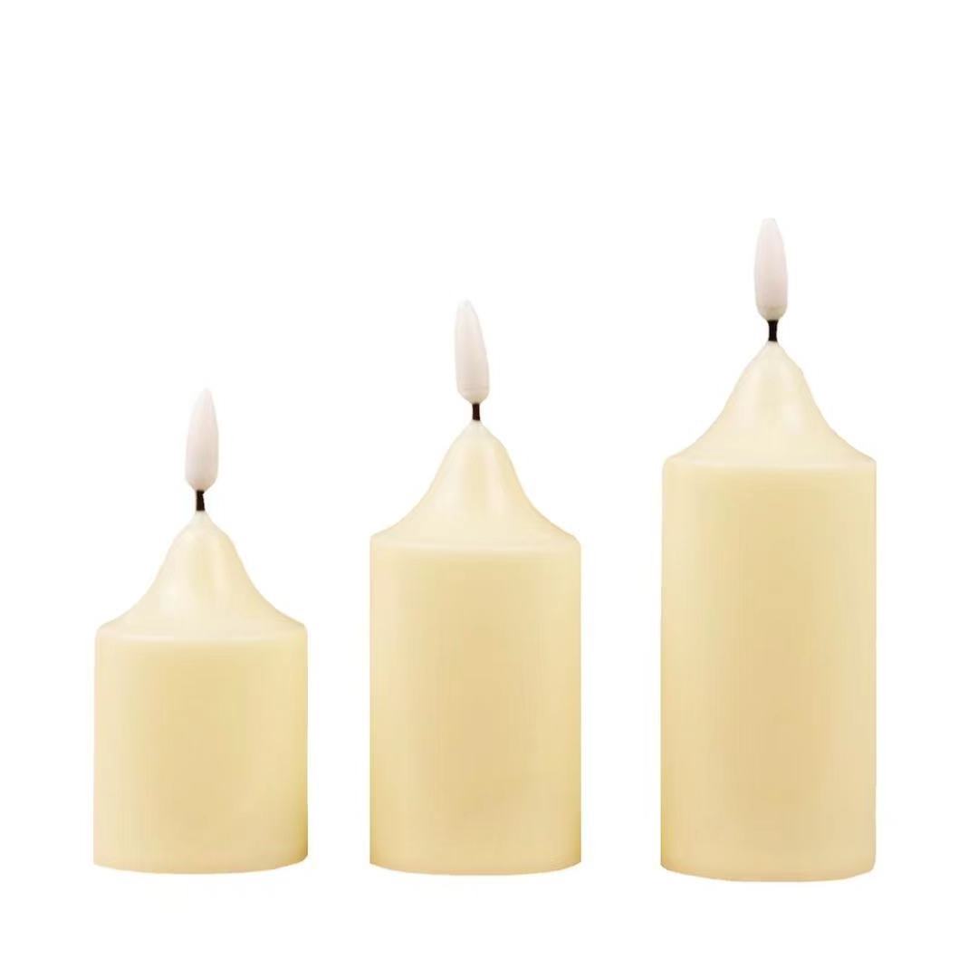 OEM 3D Flameless Candles High Real Wax Battery Pillars Flickering for Home Wedding Party Christmas Decoration LED Candle Light