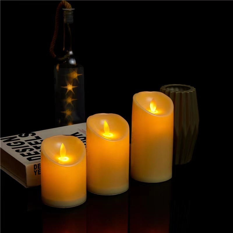 2022 New Coming Plastic Material Led Candles Pillar Appearance LED Velas Amazon Church Temple Home Decoration Led Swing Candle