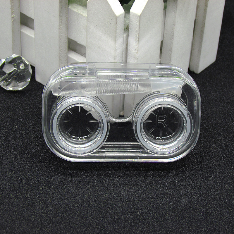 Transparent Contact Lens Case Box Tweezers Suction Stick Holder Container Cute Mini Colored Contact Lenses Case Travel Kit Box