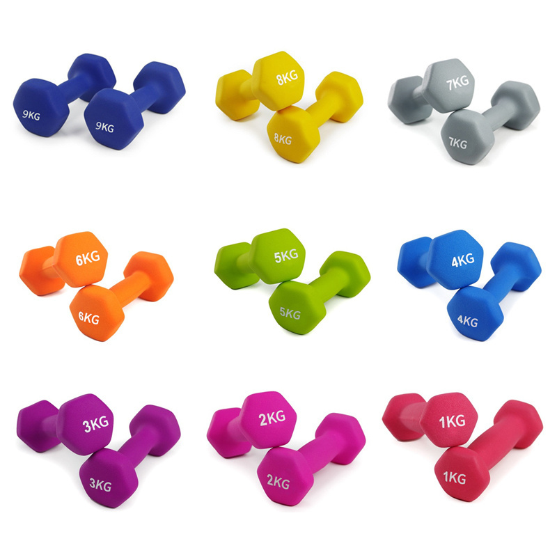 Amazon Neoprene Dumbbells Cross Fitness Gym Equipment Color Fixed Rubber Coated Dumbbell