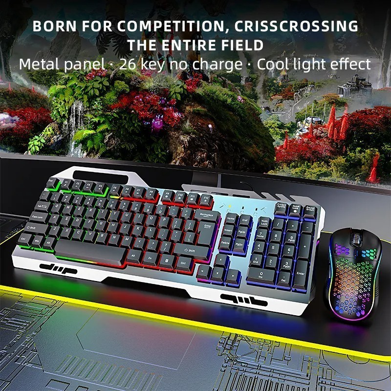 2024 New Arrival RGB Backlit Gaming Keyboard and Mouse gaming Wired Mechanical Keyboard and Mouse Combo