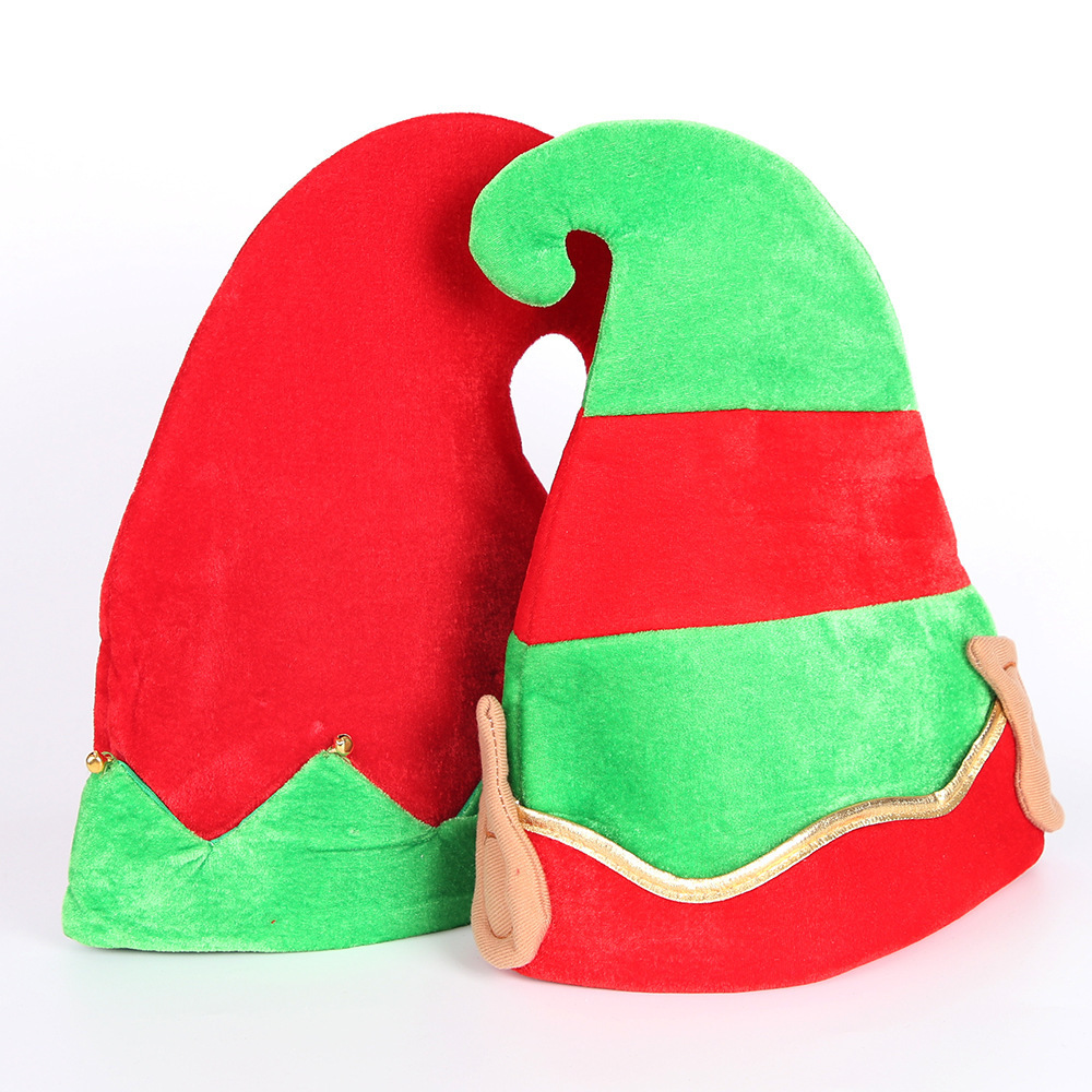 JIALIN christmas party decoration novelty red green stripped holiday christmas elf hat for christmas party holiday supplies