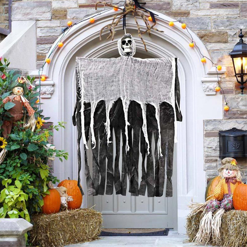 Hot Selling Halloween Decorations Photo Props Door Hanging Skeleton Terrorist Pendant Halloween Decorations Skeleton