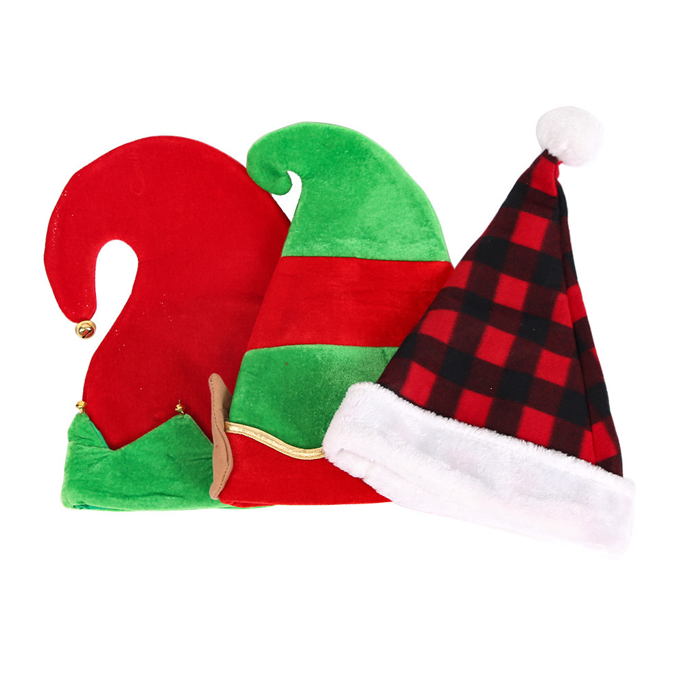 JIALIN christmas party decoration novelty red green stripped holiday christmas elf hat for christmas party holiday supplies