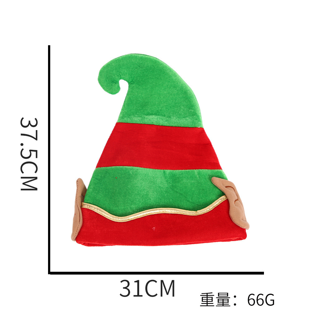 JIALIN christmas party decoration novelty red green stripped holiday christmas elf hat for christmas party holiday supplies