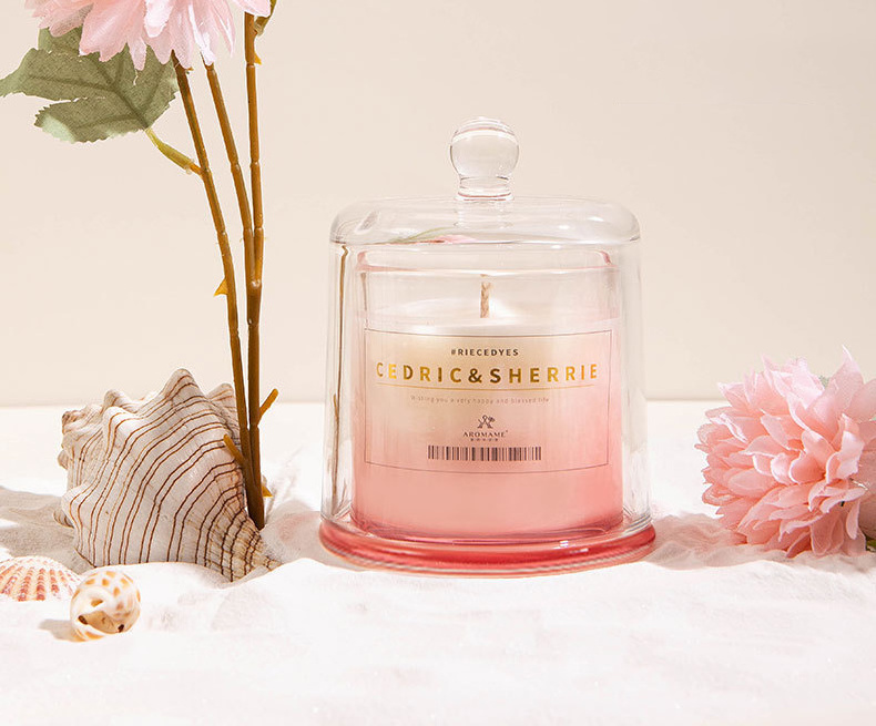 Long Time Burning Pink Glass Jar Luxury 100% Soy Wax Flora and Fruit Fragrance Scented Candle 160g