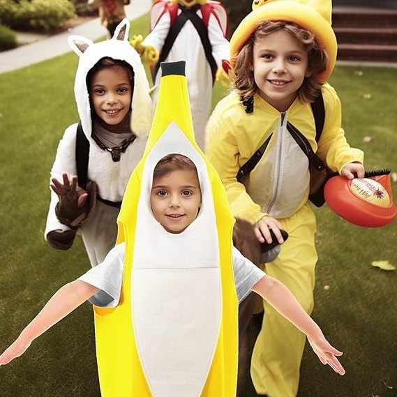 kids Banana Fruit Costumes Funny Boys and Girls Foods Cosplay Onesie Suit Party Costume