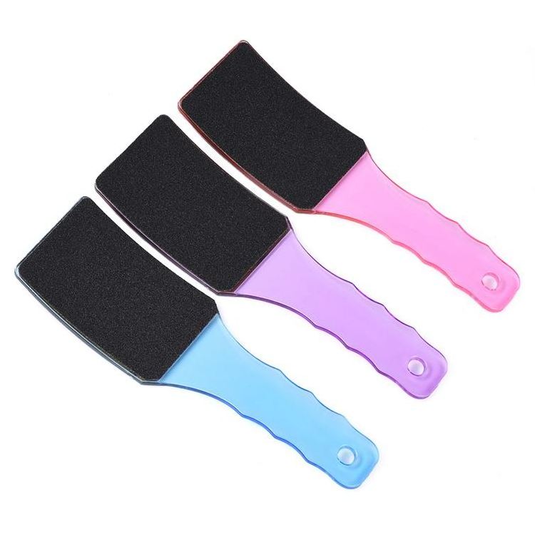 new style foot scrubber dual side sanding foot file callus remover professional pedicure plastic handle curved foot file