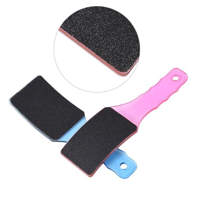 new style foot scrubber dual side sanding foot file callus remover professional pedicure plastic handle curved foot file