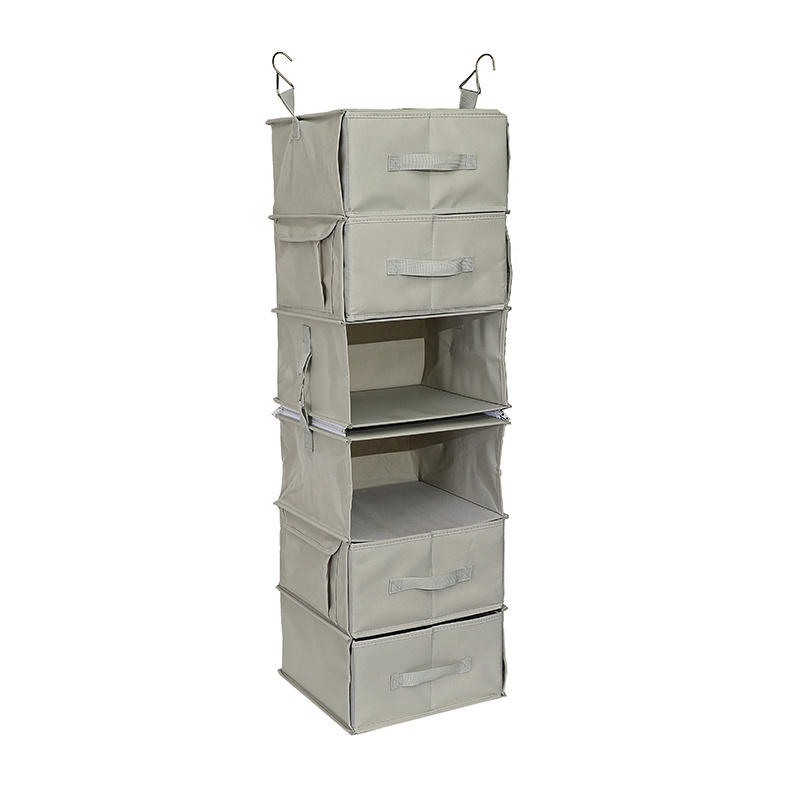 Good Quality Collapsible Removable Oxford Cloth 6 Tier Shelf Hanging Closet Storage Organizer With Drawers