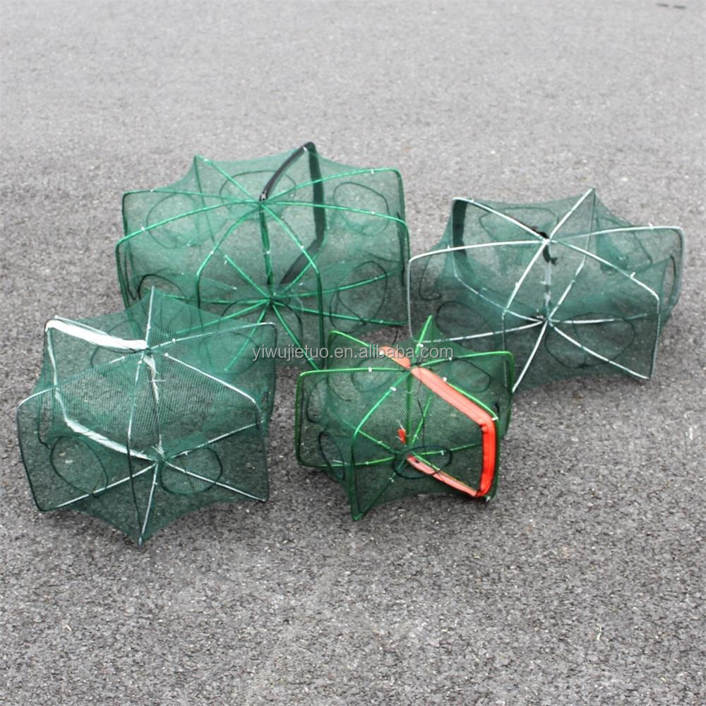 6-8 holes Folded shrimp Lobster Net fish trap cage floating fish farming cages for sale